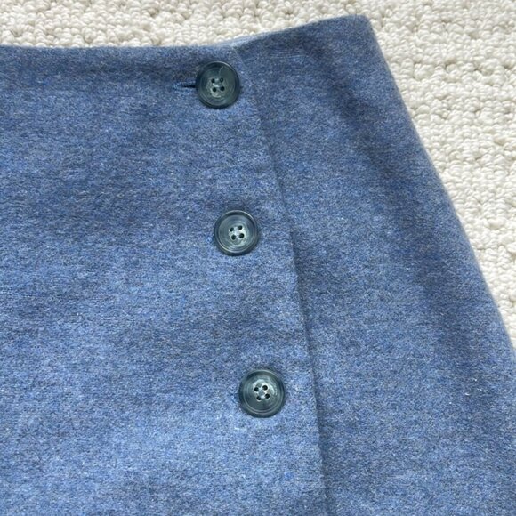 Jacob Vintage Blue Wool Wrap Skirt Size 3 - Picture 2 of 12